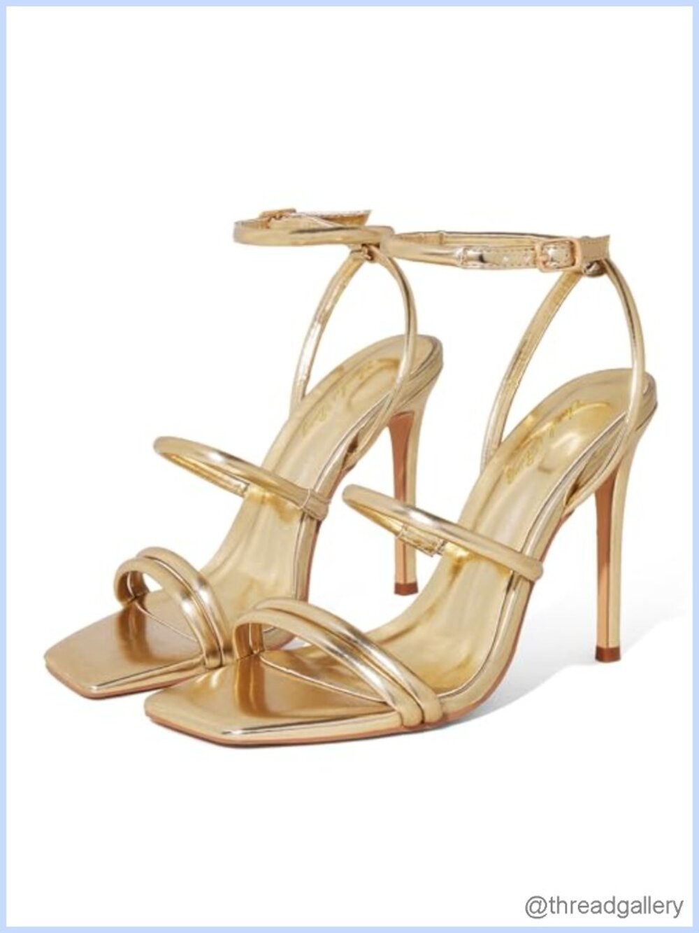 Women's Square Toe Ankle Strap Stiletto High Heel Sandals Padded Party Heels